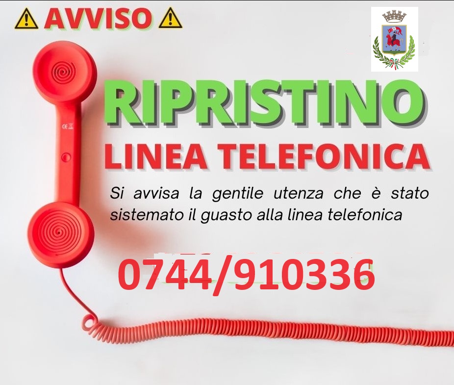 Comunicazione di ripristino della linea telefonica del Comune